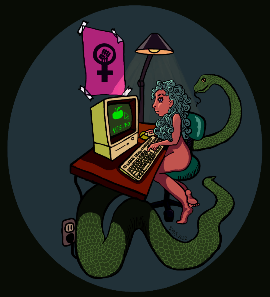 Eve_the_Decision_maker_coiled_snake_modern_goddess_series