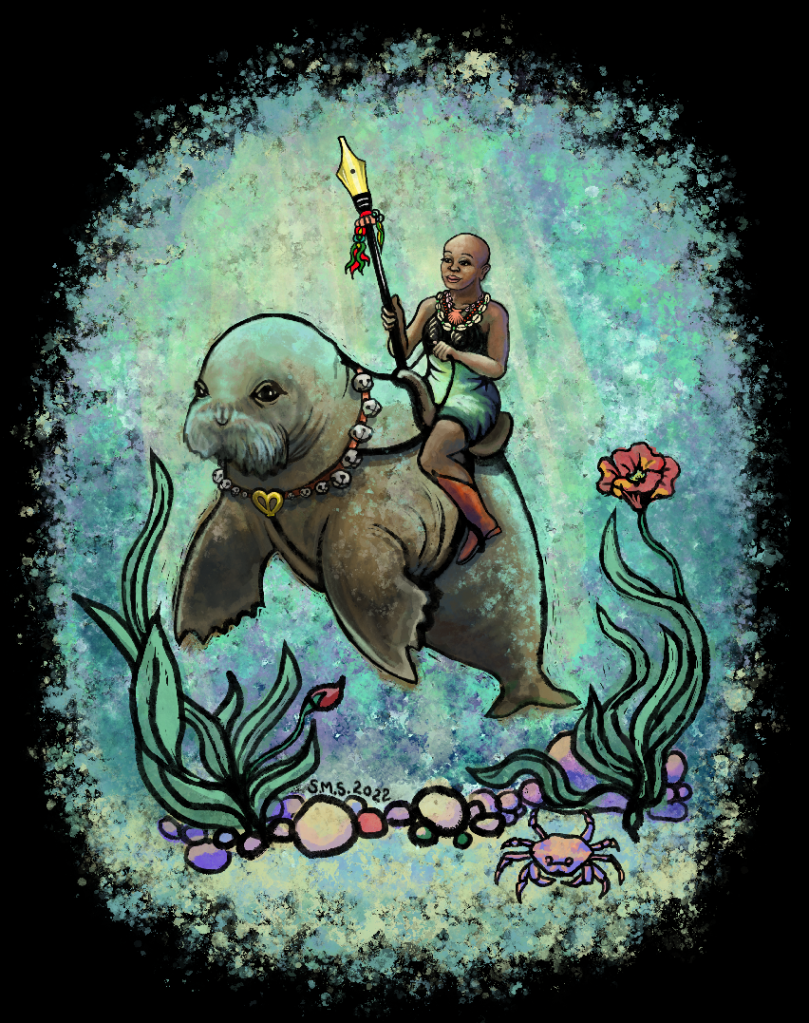 modern-mermaid_series_the_Pen_is_mightier_than_the_sword_Underwater_author_mermaid_manatee